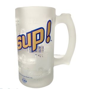 BUDWEISER 2000 Frosted Etched Beer Mug Whassup!